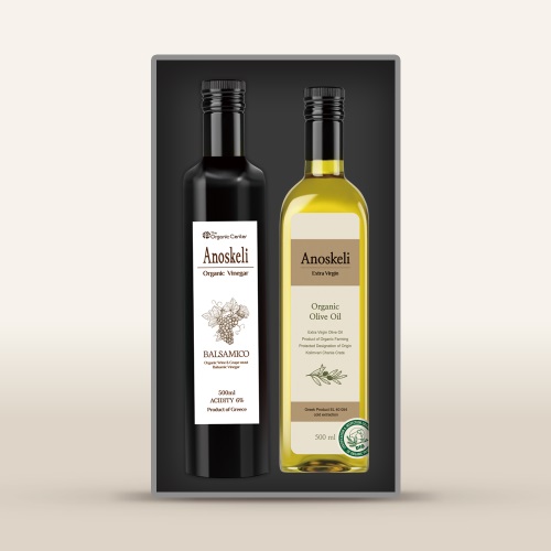 [라온오가닉] 그리스산 아노스켈리 냉압착 유기농 올리브유와 유기농 발사믹 식초(4년산) 세트